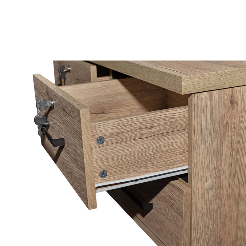 Better Home Products Cindy 7 Drawer Chest Wooden Dresser with Lock - Natural Oak