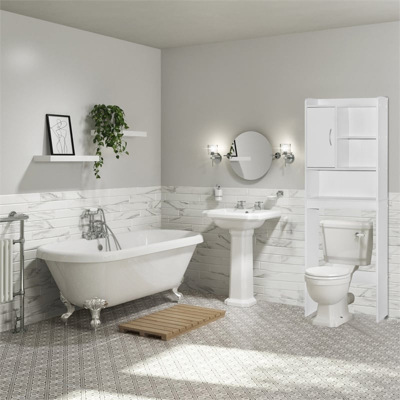 Better Home Products Ace Over the Toilet Storage Cabinet in White