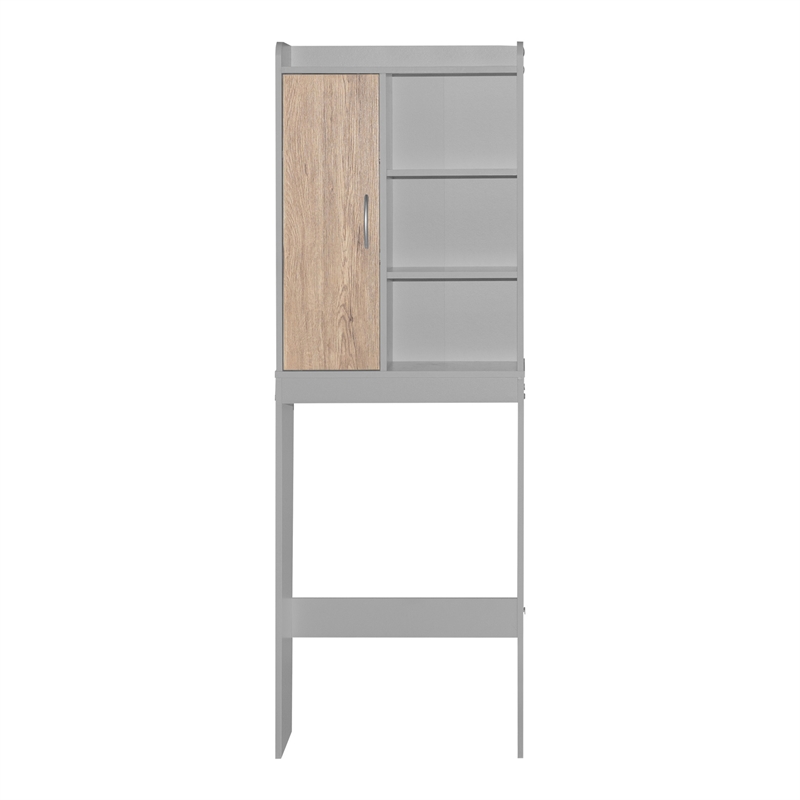 Better Home Products Ace Over the Toilet Storage Shelf in Light Gray & Oak