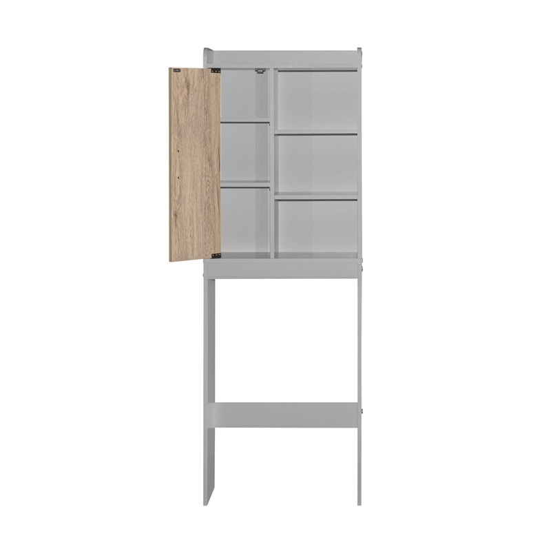 Better Home Products Ace Over the Toilet Storage Shelf in Light Gray & Oak