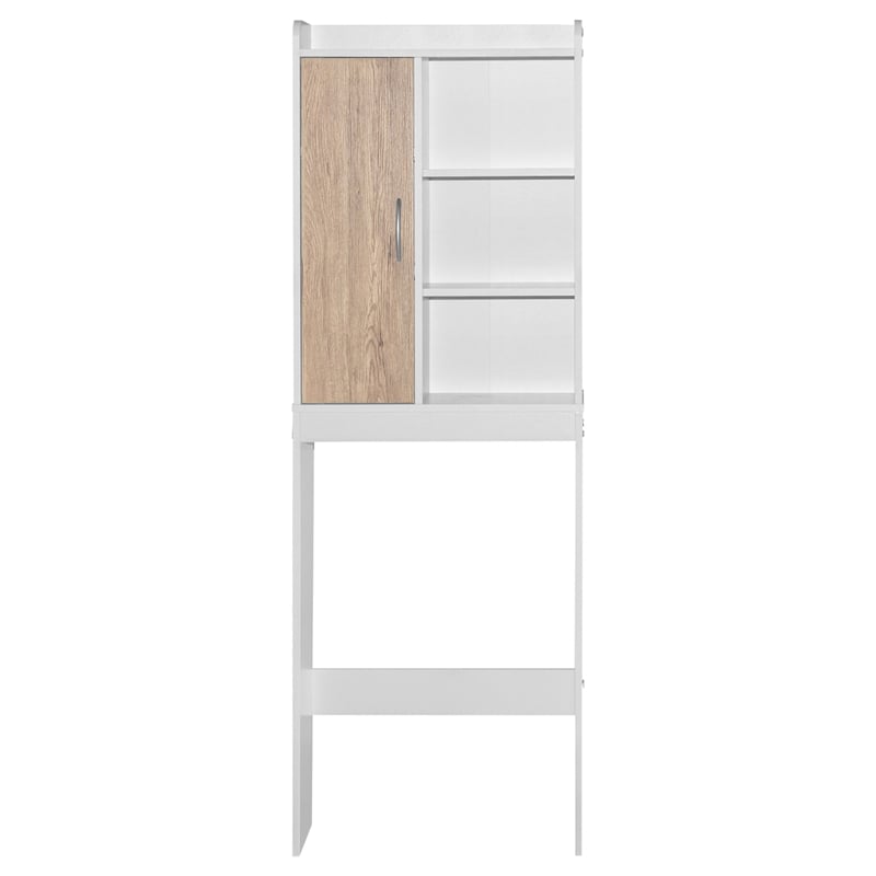Better Home Products Ace Over the Toilet Storage Shelf in White & Natural Oak