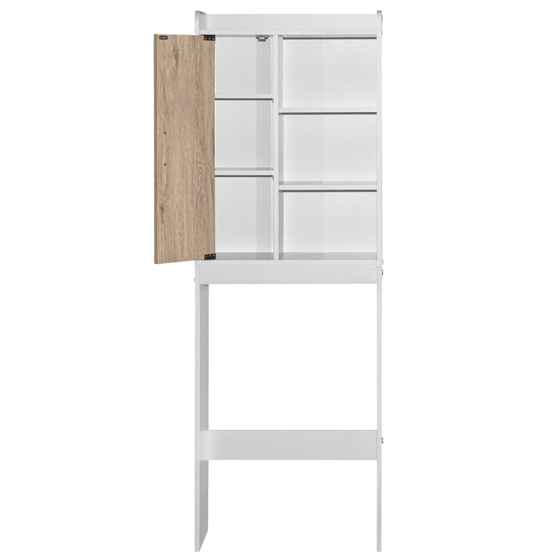 Better Home Products Ace Over the Toilet Storage Shelf in White & Natural Oak