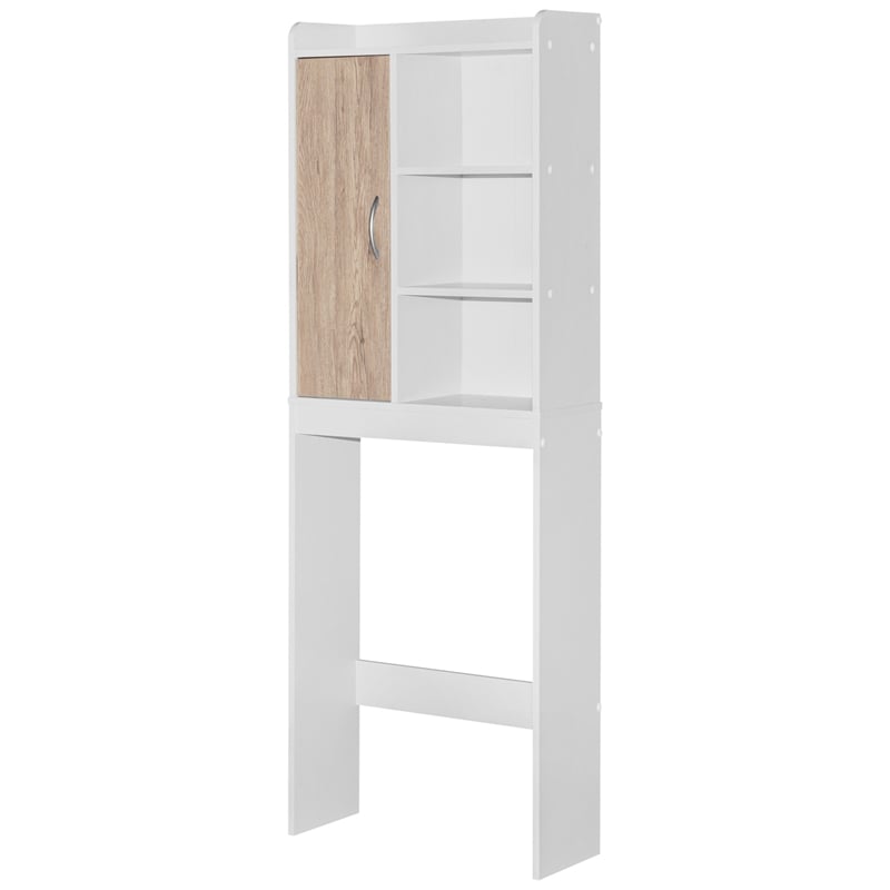 Better Home Products Ace Over the Toilet Storage Shelf in White & Natural Oak
