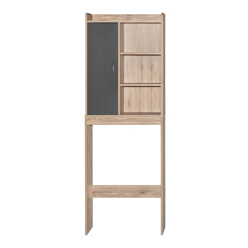 Better Home Products Ace Over the Toilet Storage Shelf in Oak & Dark Gray