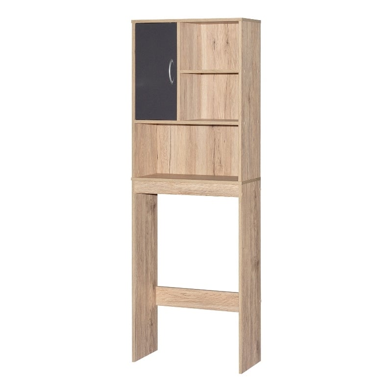 Better Home Products Ace Over the Toilet Storage Organizer in Oak & Dark Gray