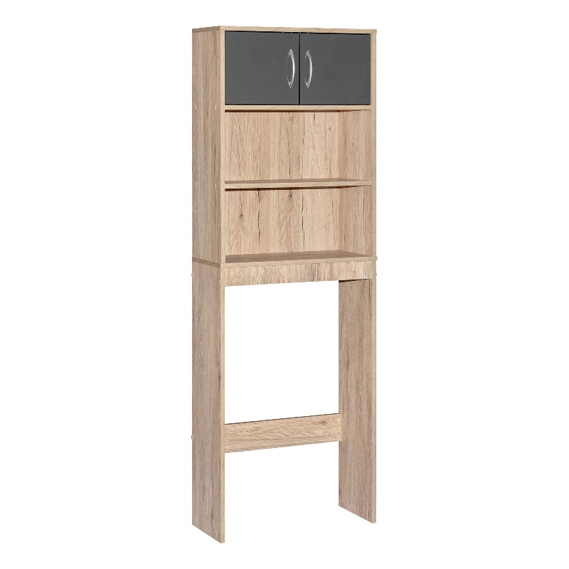 Better Home Products Ace Over the Toilet Storage Rack in Natural Oak & Dark Gray
