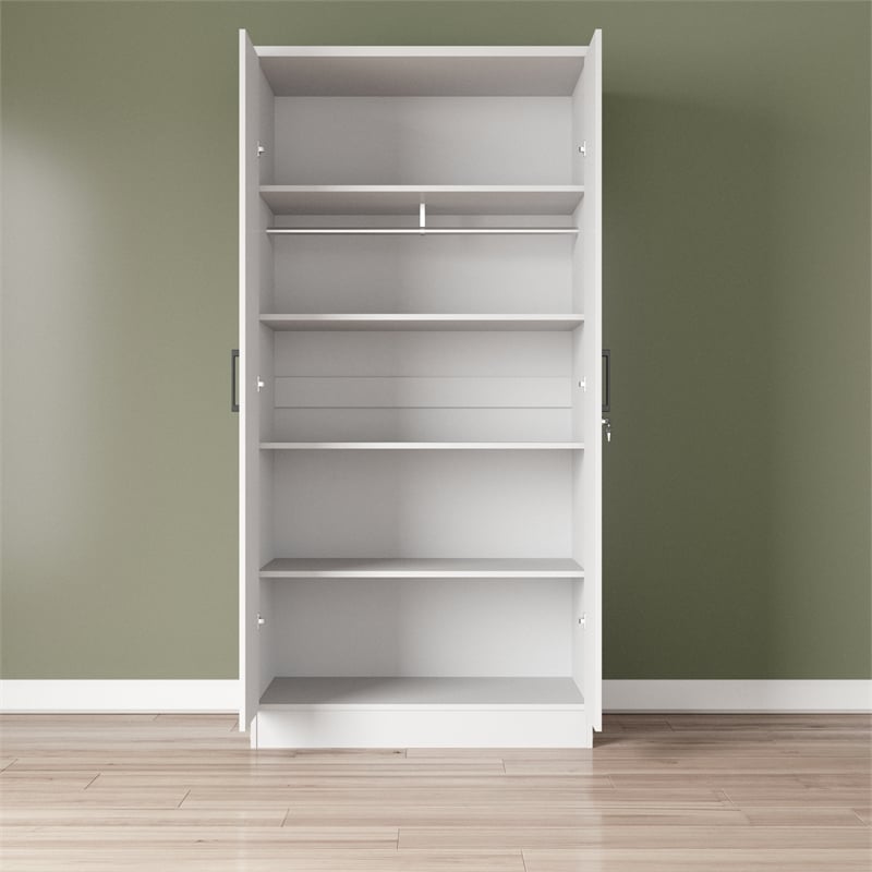 Better Home Products Harmony Two Door Armoire Wardrobe with Mirror in White