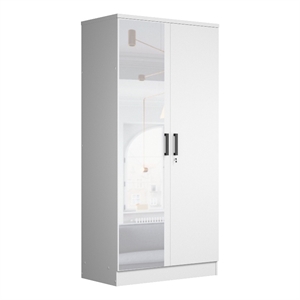 Better Home Products Harmony Two Door Armoire Wardrobe with Mirror in White
