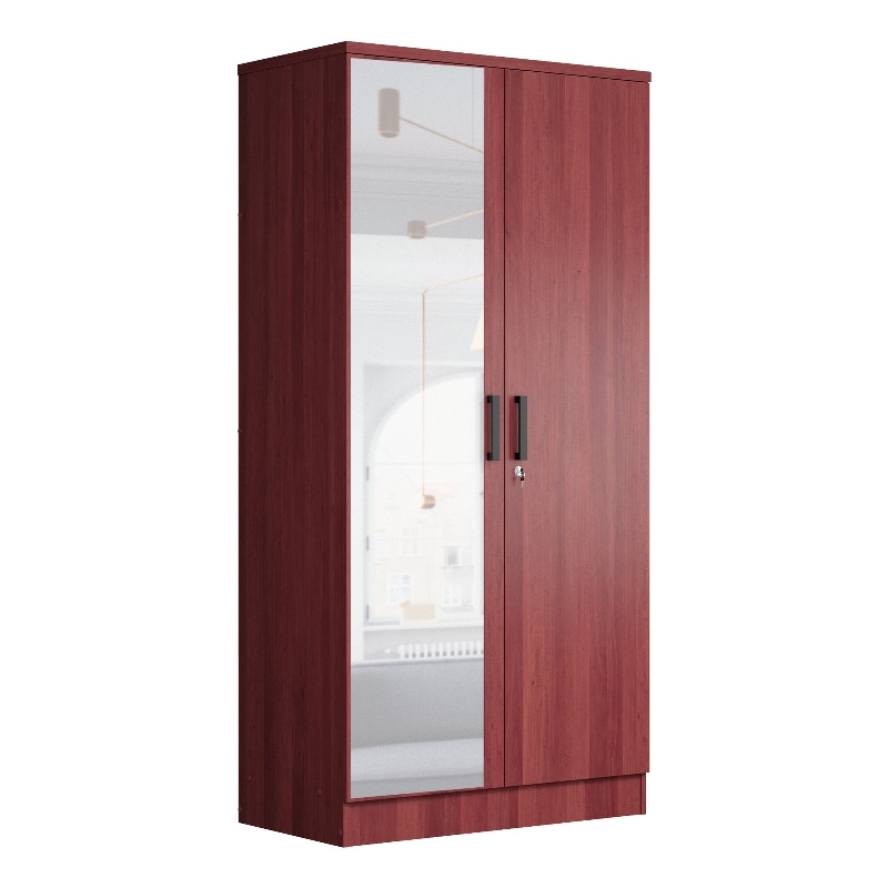 Better Home Products Harmony Two Door Armoire Wardrobe with Mirror in Mahogany