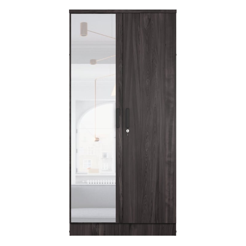Better Home Products Harmony Two Door Armoire Wardrobe with Mirror in Tobacco