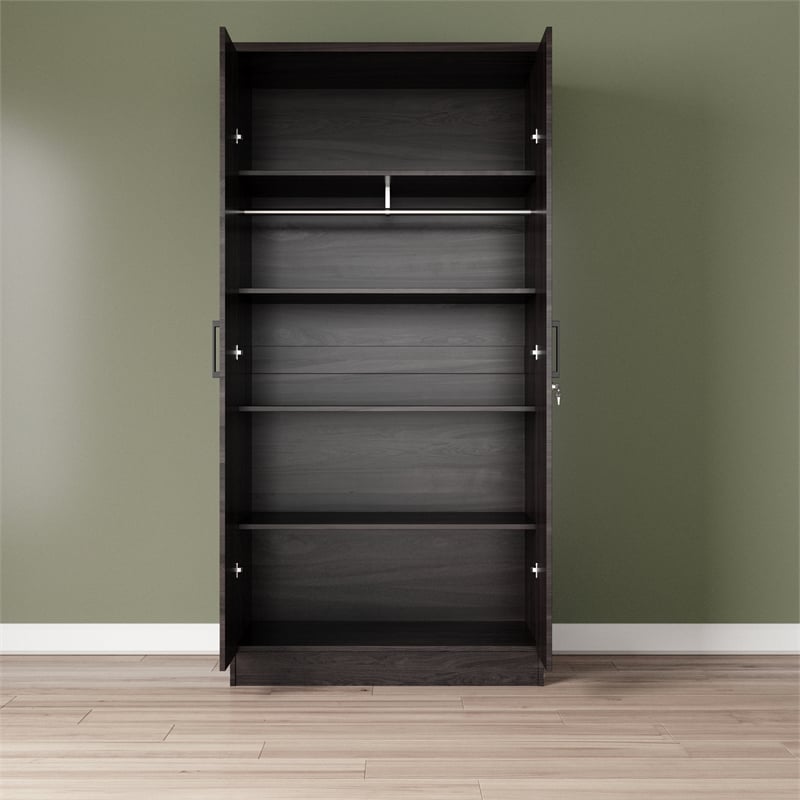 Better Home Products Harmony Two Door Armoire Wardrobe with Mirror in Tobacco