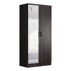 Better Home Products Harmony Two Door Armoire Wardrobe with Mirror in Tobacco