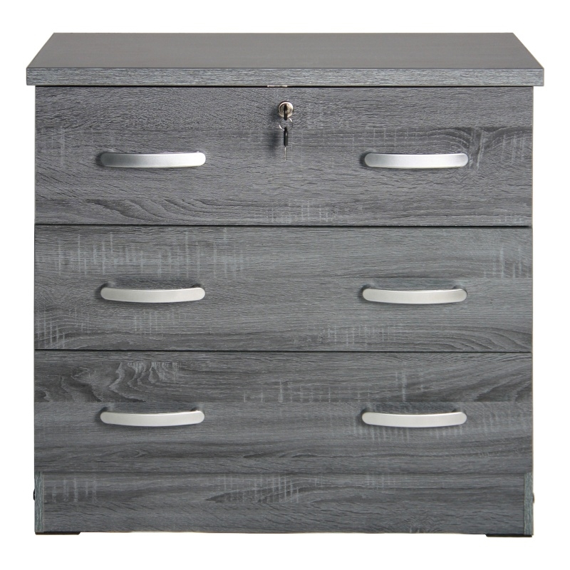 Better Home Products 3 Drawer Engineered Wood Chest Bedroom Dresser in Gray