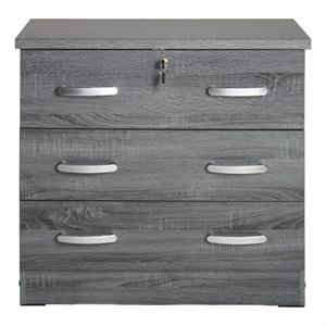 Better Home Products 3 Drawer Engineered Wood Chest Bedroom Dresser in Gray