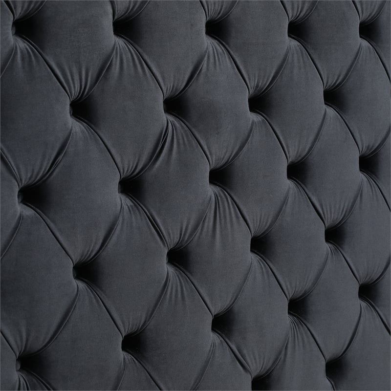 Better Home Products Eleonora King Size Velvet Upholstered Bed in Black