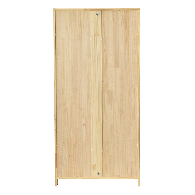 Better Home Products Pine Wood Closet with Raised Doors and 2-Drawers in Natural