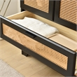 Better Home Products Pine Wood Closet with Rattan Doors and 2-Drawers in Black