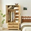 Better Home Products Pine Wood Closet with Rattan Doors and 2-Drawers in Natural