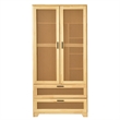 Better Home Products Pine Wood Closet with Rattan Doors and 2-Drawers in Natural
