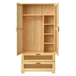 Better Home Products Pine Wood Closet with Rattan Doors and 2-Drawers in Natural