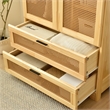 Better Home Products Pine Wood Closet with Rattan Doors and 2-Drawers in Natural