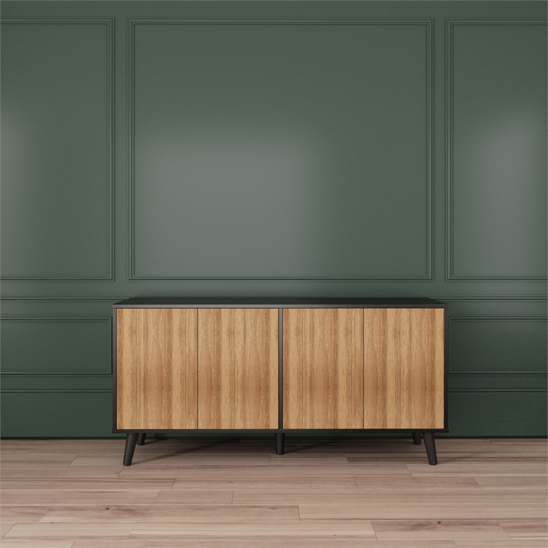 Better Home Products Sideboard Buffet Cabinet with Storage in Black & Walnut