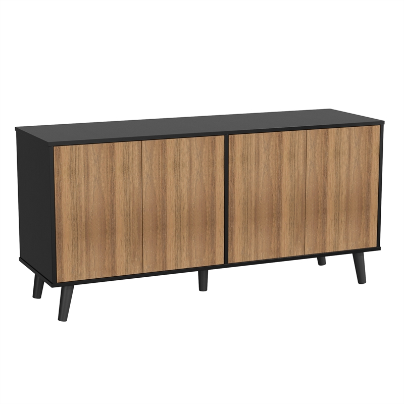 Better Home Products Sideboard Buffet Cabinet with Storage in Black & Walnut