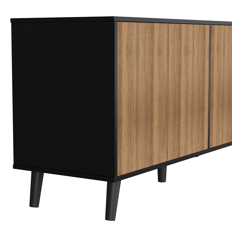 Better Home Products Sideboard Buffet Cabinet with Storage in Black & Walnut