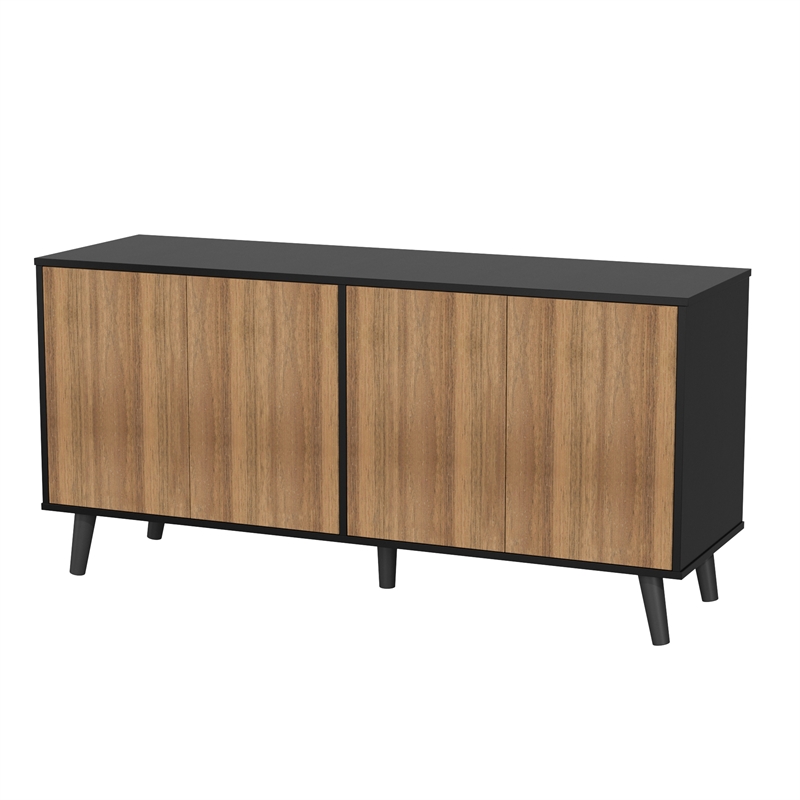 Better Home Products Sideboard Buffet Cabinet with Storage in Black & Walnut