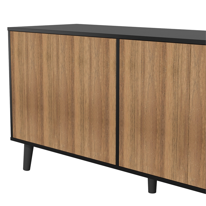 Better Home Products Sideboard Buffet Cabinet with Storage in Black & Walnut