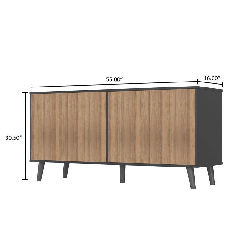 Better Home Products Sideboard Buffet Cabinet with Storage in Black & Walnut