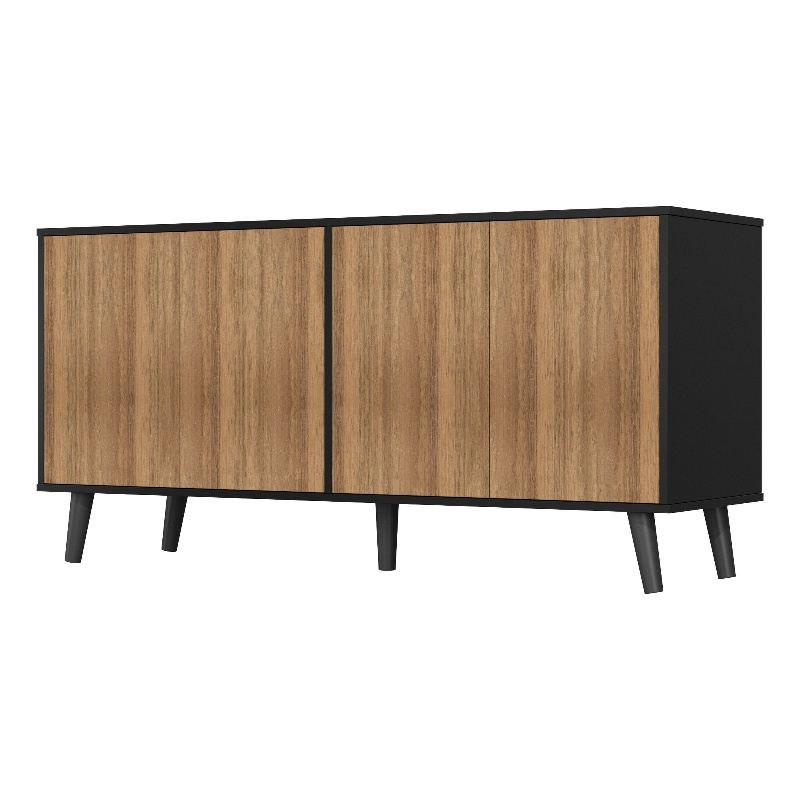 Better Home Products Sideboard Buffet Cabinet with Storage in Black & Walnut