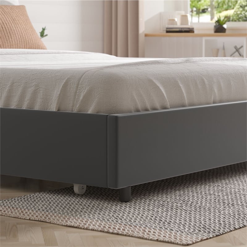 Better Home Products Monica 4-Drawer Velvet King Size Platform Bed in Gray