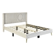 Better Home Products Vita Solid Wood & Velvet Platform Queen Bed in Cream