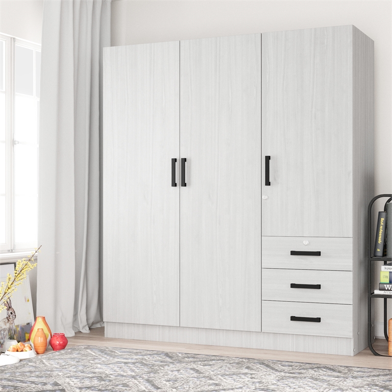 Better Home Product Violet Engineered Wood Wardrobe Armoire Closet in White