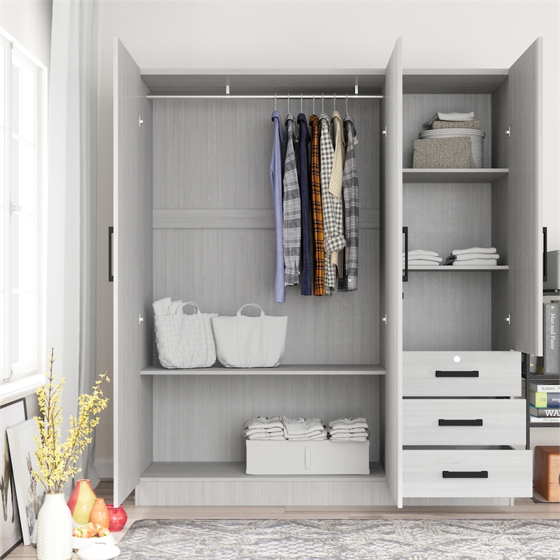 Better Home Product Violet Engineered Wood Wardrobe Armoire Closet in White