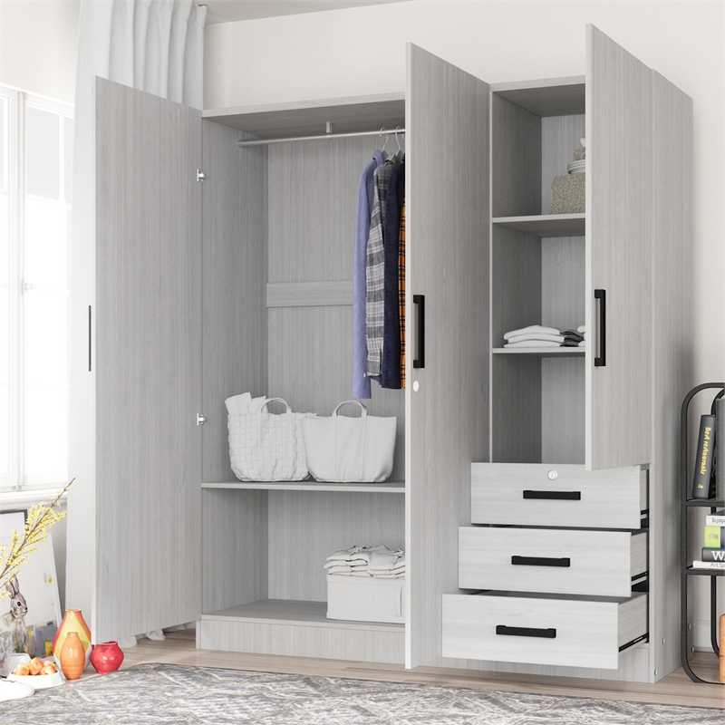 Better Home Product Violet Engineered Wood Wardrobe Armoire Closet in White