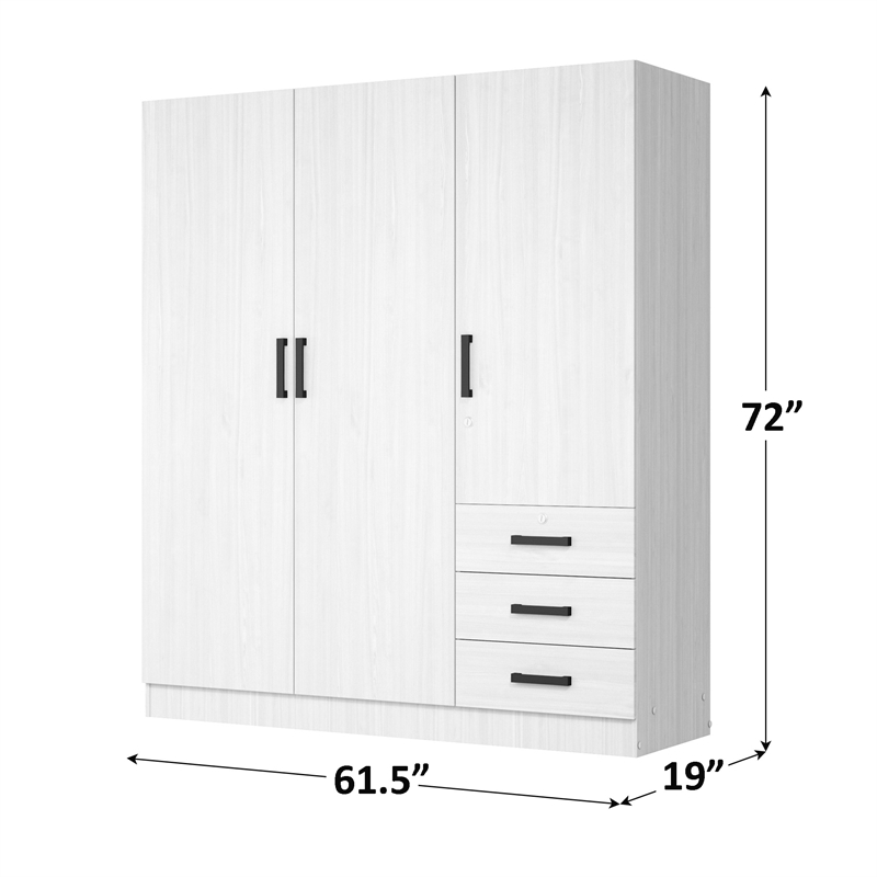 Better Home Product Violet Engineered Wood Wardrobe Armoire Closet in White