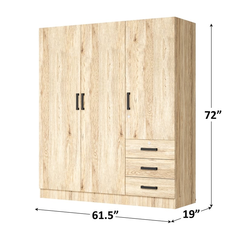 Better Home Product Violet Engineered Wood Wardrobe Armoire Closet in Natural