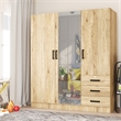 Better Home Product Violet Engineered Wood Wardrobe Armoire with Mirror/Natural