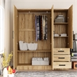Better Home Product Violet Engineered Wood Wardrobe Armoire with Mirror/Natural