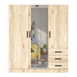 Better Home Product Violet Engineered Wood Wardrobe Armoire with Mirror/Natural