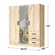 Better Home Product Violet Engineered Wood Wardrobe Armoire with Mirror/Natural