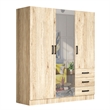 Better Home Product Violet Engineered Wood Wardrobe Armoire with Mirror/Natural