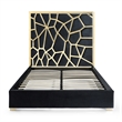 Serenity Queen Velvet Bed with Gold Metal Frame in Black Color