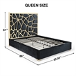 Serenity Queen Velvet Bed with Gold Metal Frame in Black Color