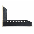 Serenity Queen Velvet Bed with Gold Metal Frame in Black Color