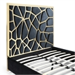 Serenity Queen Velvet Bed with Gold Metal Frame in Black Color