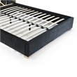 Serenity Queen Velvet Bed with Gold Metal Frame in Black Color