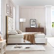 Serenity King Velvet Bed with Gold Metal Frame in Cream Color